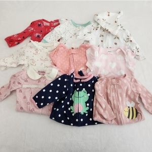 Baby Girl Size 3 Month Bundle of Pajamas